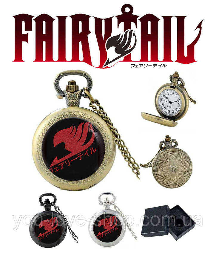 Кишенькові годинники Хвіст Феї "Лого червоне на чорному" / Fairy Tail