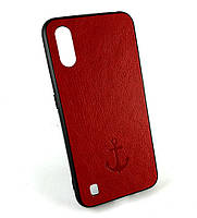 Чехол накладка для Samsung A01, A015 на заднюю панель Magnetic Leather Case с магнитом красный