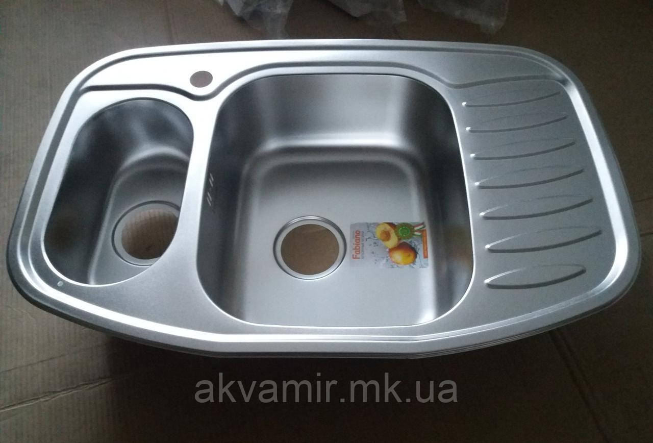 Мийка Fabiano 78x51x15 кутова Microdecor нерж. сталь 0.8 мм (Туреччина)