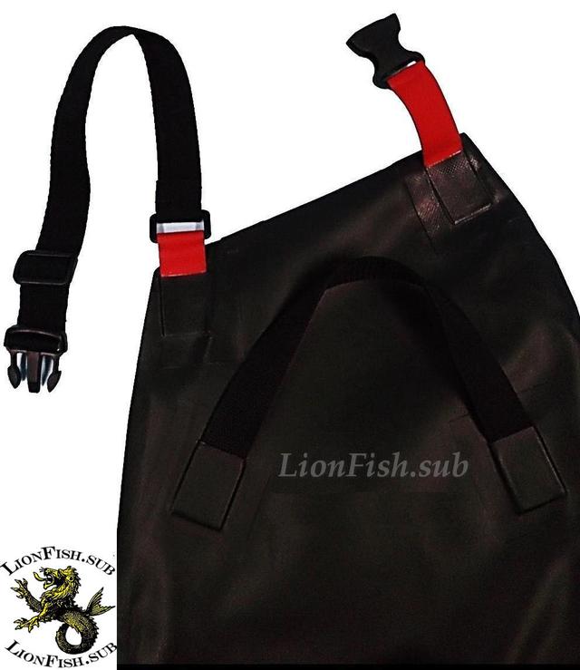 Сумка для Раков и Рыбы LionFish.sub. Нагрудная Питомза из ПВХ материала. Удобный фартук для сбора и хранения подводных находок и добытой рыбы. Бальшая, карман слева.