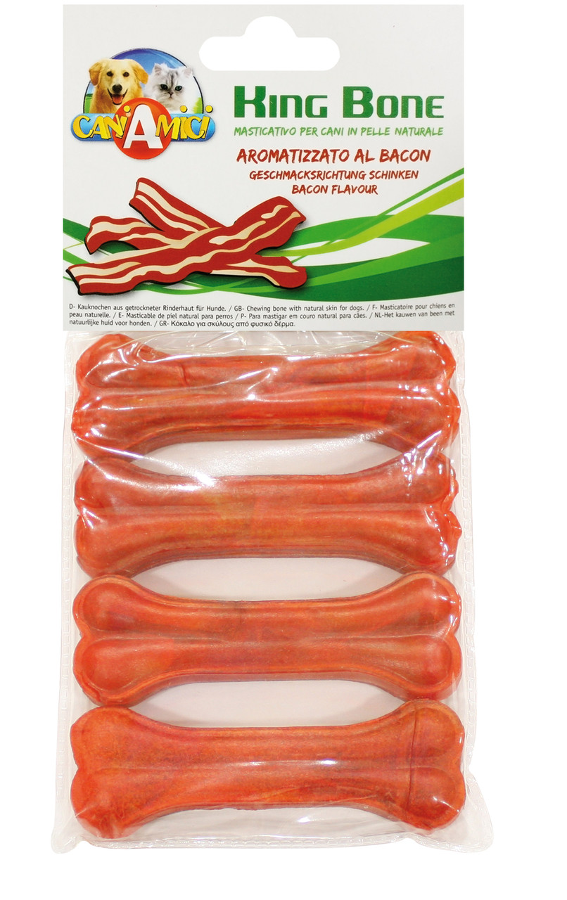 Ласощі для собак кістка зі смаком бекону 10 см Croci King Bone Bacon 4 шт/уп