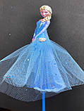 Топер Ельза на торт, Топер Ельза в платті з фатину, Топер із мультфільму Холодне серце, фото 8