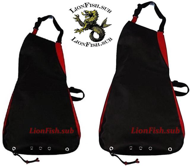 Сумка для Раков и Рыбы LionFish.sub. Нагрудная Питомза из ПВХ материала. Удобный фартук для сбора и хранения подводных находок и добытой рыбы. Бальшая, карман слева.