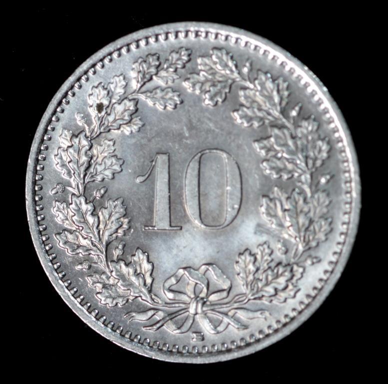 Монета Швейцарії 10 раппенов 1974-2002 рр., фото 1