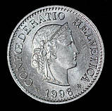 Монета Швейцарії 10 раппенов 1974-2002 рр., фото 2