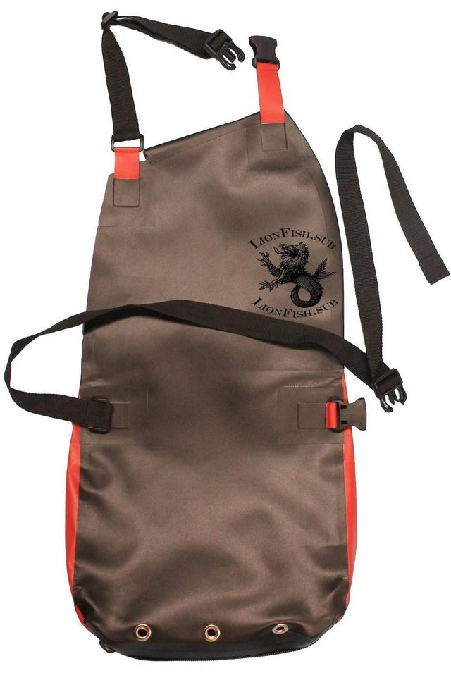 Сумка для Раков и Рыбы LionFish.sub. Нагрудная Питомза из ПВХ материала. Удобный фартук для сбора и хранения подводных находок и добытой рыбы. Бальшая, карман слева.
