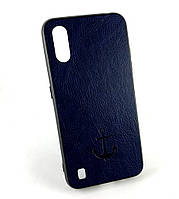 Чехол накладка для Samsung A01, A015 на заднюю панель Magnetic Leather Case с магнитом синий