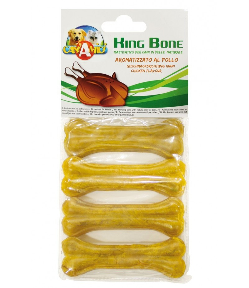 Ласощі для собак кістка зі смаком курки 10 см Croci King Bone Chicken 4 шт/уп