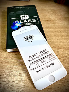 Захисні скла 5D Full Glue iPhone 6/6S, White