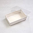 Маленька коробочка для цукерок/ бонбоньєрка Біла з прозорою кришкою 95*60*30, фото 2