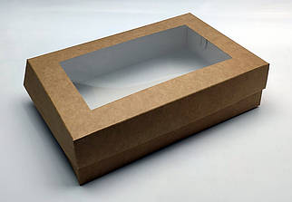 Коробка 23*15*6 см з вікном крафтова