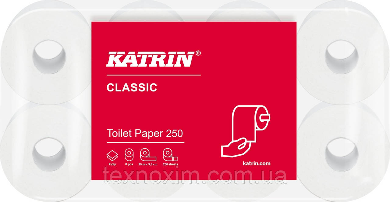 Туалетний папір KATRIN Classic у рулоні 29 м — білий (8 рулонів)