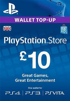 10£ GBP (UK) для Playstation Network Card (United Kingdom, PlayStation Store/PSN)