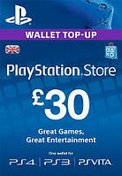 30£ GBP (UK) для Playstation Network Card (United Kingdom, PlayStation Store/PSN)