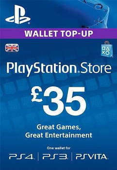 35£ GBP (UK) для Playstation Network Card (United Kingdom, PlayStation Store/PSN)