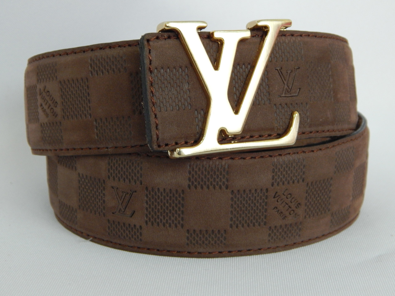 Ремінь чоловічий замшевий Louis Vuitton, коричневий ширина 40 мм. 930208