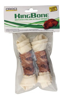 Ласощі для собак кістка вузлова з м'ясом качки 11 см Croci KingBone Duck 2 шт/уп