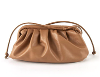 Модная женская сумка пельмень коричневая