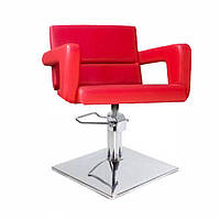 Перукарське крісло-економ варіант з м'якими підлокітникам модель Фламінго(пневматика+хром) Гідравліка, Квадрат опуклий