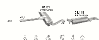 01.21 Резонатор Ауди А4 (Audi A4) 2.6-V6; 2.8-V6 94-98 (01.21) Polmostrow алюминизированный