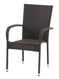 Стул садовый со спинкой коричневый (Петан, искусственный ротанг)
