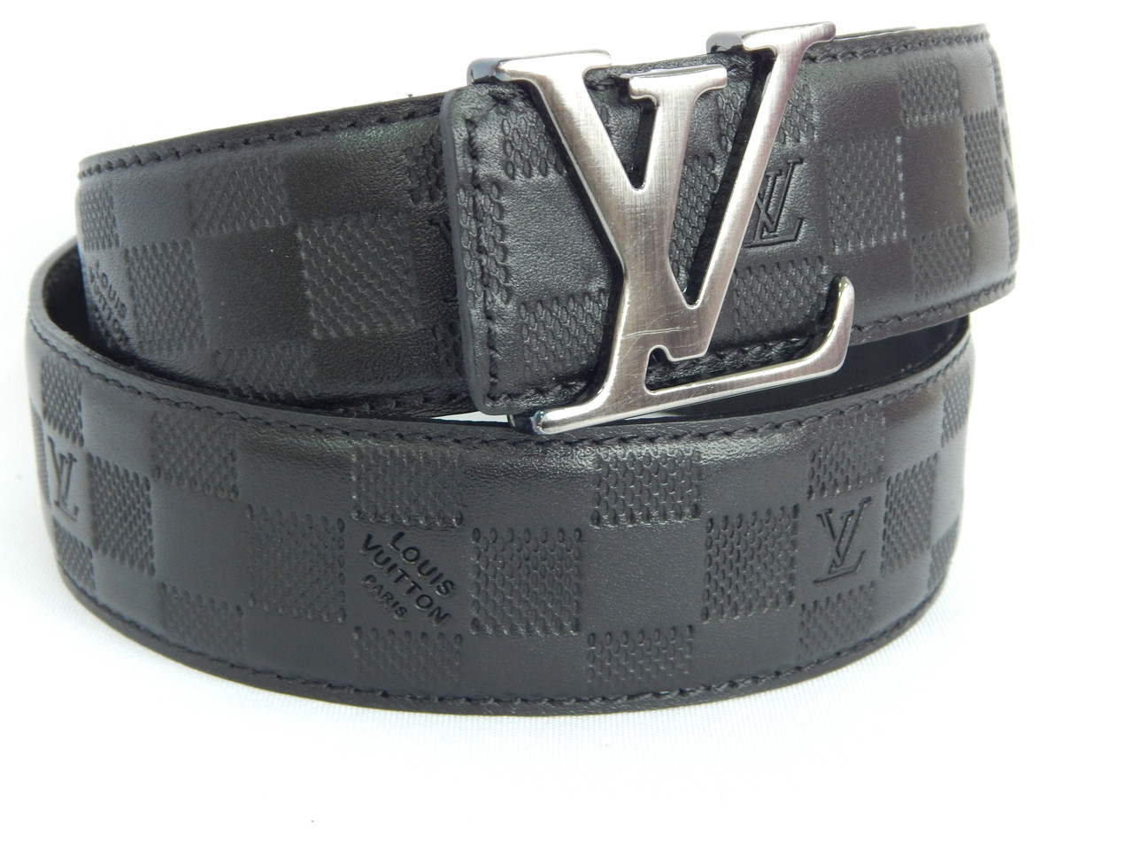 Ремінь чоловічий шкіряний Louis Vuitton, чорний ширина 40 мм. 930222