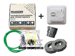 Тонкий двожильний нагрівальний кабель Ryxon HC-20 обігрів (1м2) з терморегулятором RTC 70.26