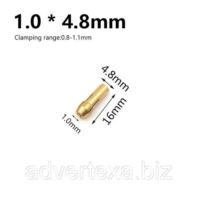 Цанга для мінідрилі, гравера, бормашини, дримелю Ø 1.0 мм хвостовик Ø 4.8 мм, фото 1