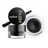 Гелевая подводка для глаз черного цвета TopFace Instyle PT552 №01 пастообразная с кисточкой