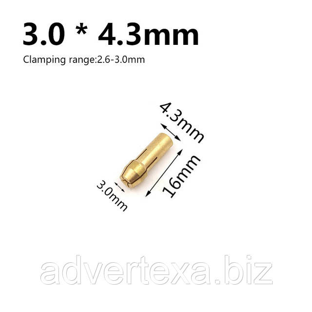Цанга для мінідрилі, гравера, бормашини, Ø 3.0 мм хвостовик Ø 4.3 мм, фото 1