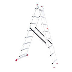 Драбина алюмінієва 2-х секційна універсальна розкладна 2x8 ступ. 3,69 м INTERTOOL LT-0208