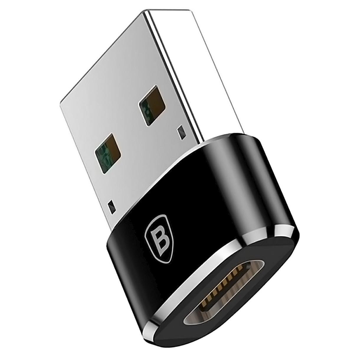 Адаптер-перехідник Baseus USB 2.0 Male to Type-C Female 5 A, Black (CAAOTG-01)