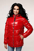 Жіноча весняна блискуча червона лакова куртка 46 48 50 розмір