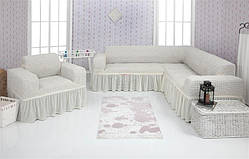 Чохол на диван кутовий, крісло Venera 03-204 Молочний