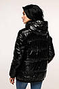 Жіноча весняна блискуча чорна лакова куртка 44-52 розмір, фото 3