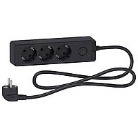 Подовжувач на 3 розетки чорний 1.5 м Schneider ST9431B