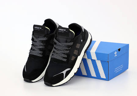 Чоловічі кросівки Adidas Nite Jogger. Рефлектив. Black . ТОП Репліка ААА класу., фото 2