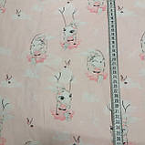 Сатин з зайчиком на гойдалках на рожевому тлі, ширина 160 см, фото 3
