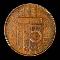 Монета Нідерландів 5 міліграмів 1984-98 рр.