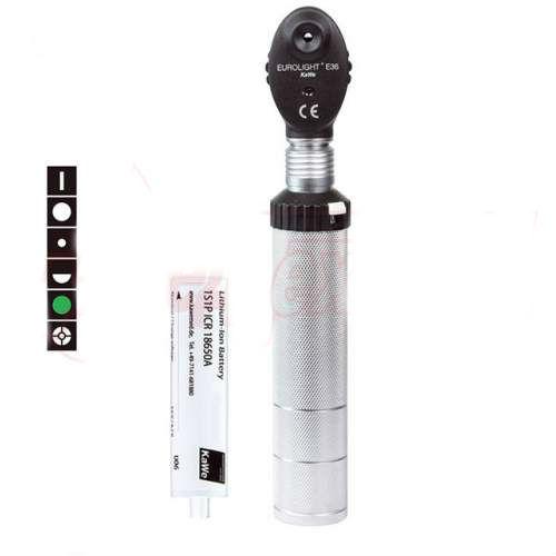 Офтальмоскоп EUROLIGHT E36, 2.5 V з "клік" системою кріплення головки та шістьма діафрагмами, EU-версія