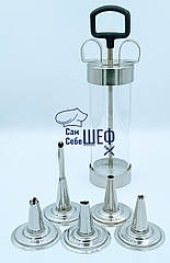 Кондитерський шприць для крему з 5 насадками GA Династія 18040