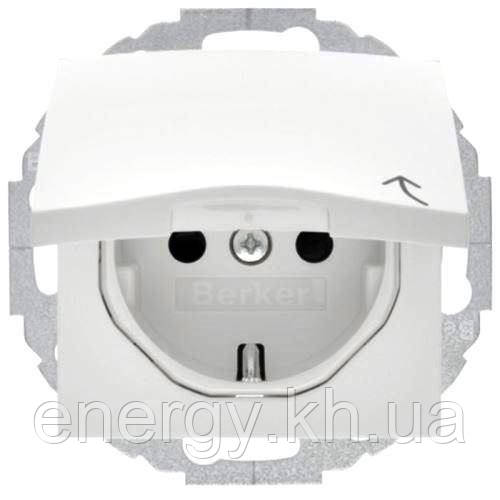 Berker S. 1/B. 3/B. 7 - Розетка 2к+з SCHUKO з кришкою і захистом контактів, полярна білизна, фото 1