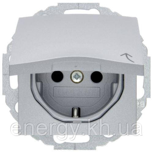 Berker S. 1/B. 3/B. 7 - Розетка 2к+з SCHUKO з кришкою і захистом контактів, алюміній, фото 1