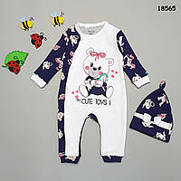 Чоловічок "Ведмежатко" з шапочкою для дівчинки. 56, 62 см