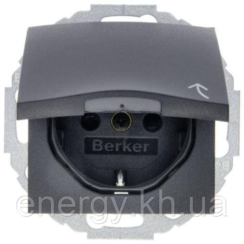 Berker S. 1/B. 3/B. 7 - Розетка 2к+з SCHUKO з кришкою і захистом контактів, антрацит, фото 1