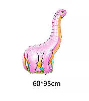 Шар пленка фигурный "Динозавр Диплодок" 95 см Розовый Китай