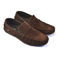 Мокасины мужские коричневые замшевые стильные обувь весенняя ETHEREAL Classic Brown Vel by Rosso Avangard