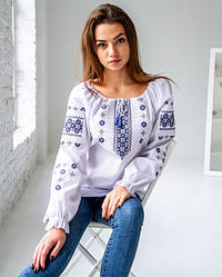 Підросткова блузка Діва, синій орнамент