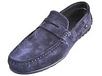 Мужские мокасины синие замшевые стильные обувь летняя ETHEREAL Classic Blu Vel by Rosso Avangard