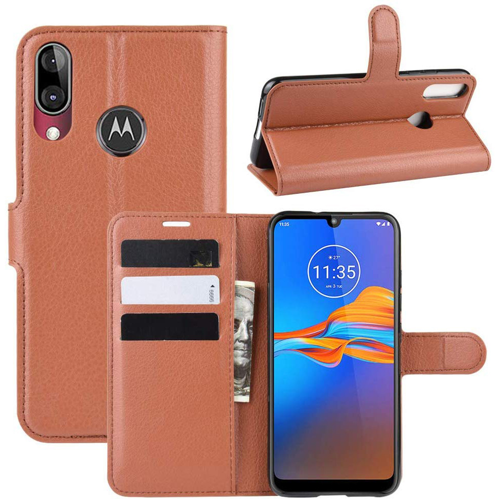 Чехол-книжка Litchie Wallet для Motorola Moto E6 Plus Brown